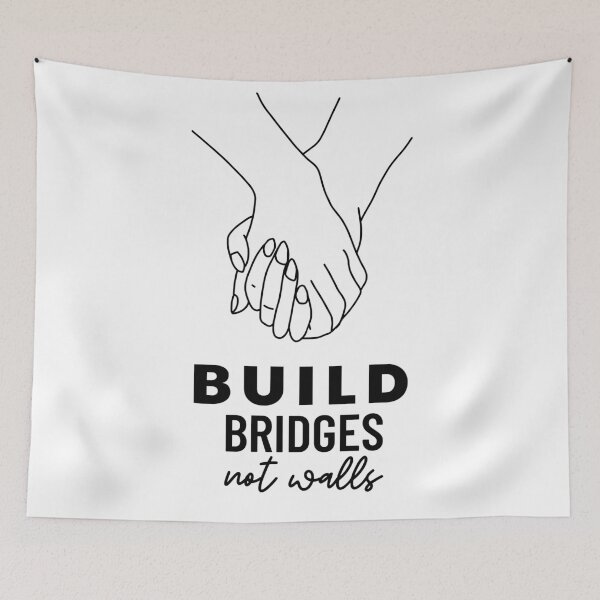 Item preview,  Build Bridges Not Walls, Unity Peace Activist, Anti-Rasicm, Anti-Hate Positive Message, Anti-Bullying, Anti-Mobbing designed and sold by Anniko Art Studio.