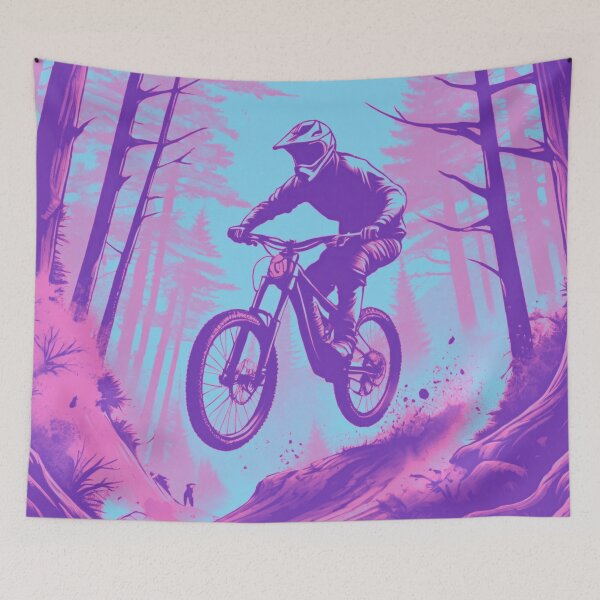 Item preview, MTB Shredder Taking Big Leaps – Pink & Blue Edition designed and sold by GrizzlyCollective.