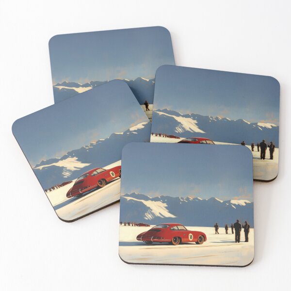 Item preview, Vintage Porsche 356 Salt Flats Race car illustration designed and sold by blackdogshop.