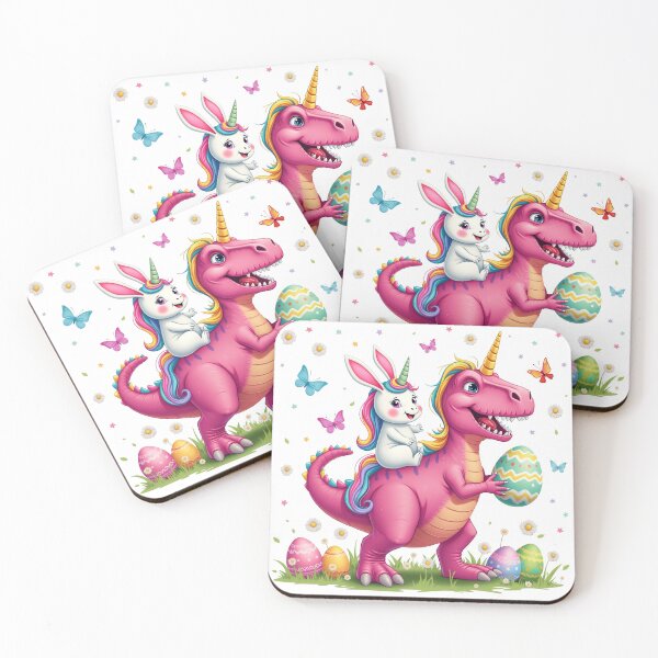 Item preview, easter pink dinosaur and a rabbit unicorn designed and sold by jkrphoto.