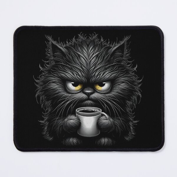 Item preview, Grumpy Black Cat with Coffee – Funny Moody Morning Design designed and sold by Aredbox.