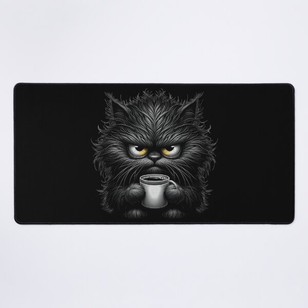 Item preview, Grumpy Black Cat with Coffee – Funny Moody Morning Design designed and sold by Aredbox.
