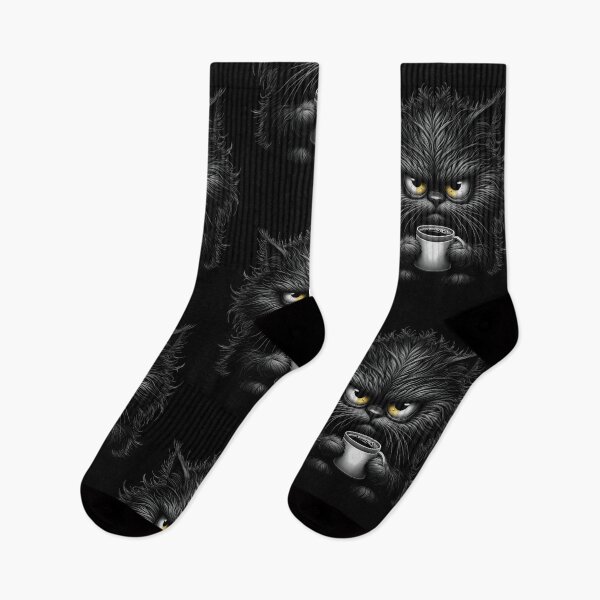 Item preview, Grumpy Black Cat with Coffee – Funny Moody Morning Design designed and sold by Aredbox.