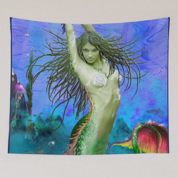 Item preview, Atlantis Rising mermaid girl deep ocean siren sea life coral reef designed and sold by GreyForest.