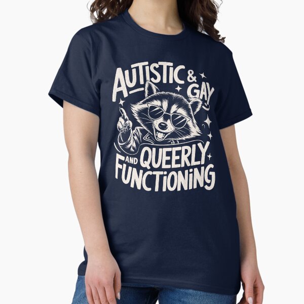 Vista previa del artículo con la obra «Mapache autista y gay», diseñado y vendido por BeansterNL.