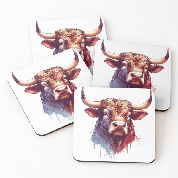 Item preview, Abstract vector watercolor illustration of a bull portrait. designed and sold by VisualHut.