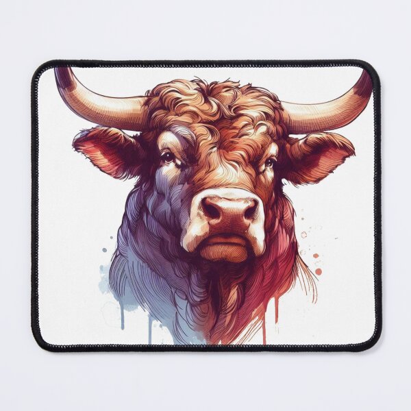 Item preview, Abstract vector watercolor illustration of a bull portrait. designed and sold by VisualHut.