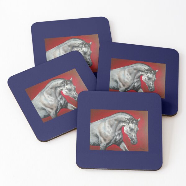 Item preview, Grey horse running on bloodred background designed and sold by FFC4U.