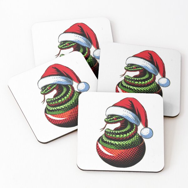 Item preview, christmas green snake with Red Santa hat and Christmas ball,christmas snake,christmas animals,christmas Vintage, designed and sold by Expressions-Sel.