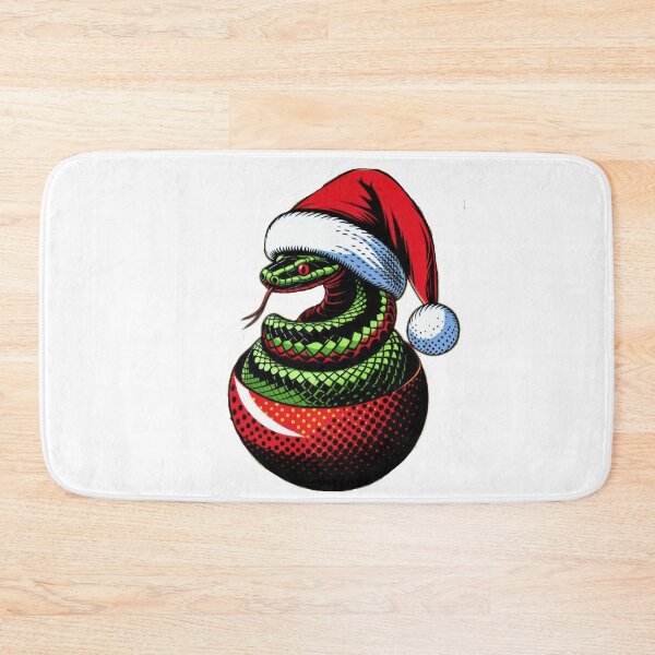 Item preview, christmas green snake with Red Santa hat and Christmas ball,christmas snake,christmas animals,christmas Vintage, designed and sold by Expressions-Sel.