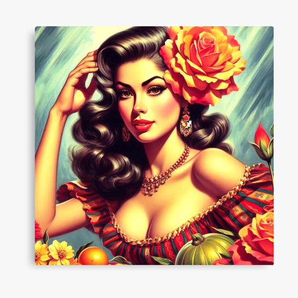 Item preview, Retro Cute Pin-up Painting designed and sold by PulpVintage.