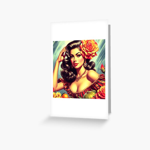 Item preview, Retro Cute Pin-up Painting designed and sold by PulpVintage.