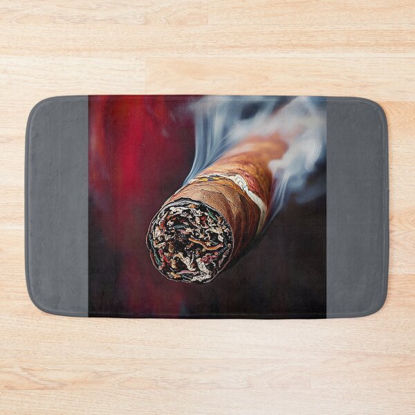 Item preview, Close-Up of Burning Cigar with Intricate Tobacco Details and Dramatic Red and Black Background Generative AI designed and sold by OlfactoART Studio.