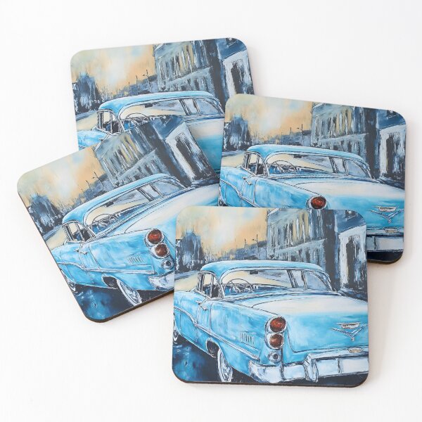Item preview, Vintage Blue Car on a Quiet Havana Street with Timeless Charm and Contrasting Tones designed and sold by OlfactoART Studio.