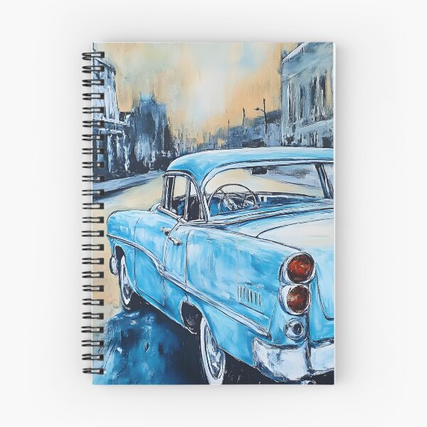 Item preview, Vintage Blue Car on a Quiet Havana Street with Timeless Charm and Contrasting Tones designed and sold by OlfactoART Studio.
