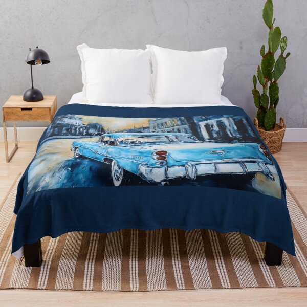 Item preview, Vintage Blue Car on a Quiet Havana Street with Timeless Charm and Contrasting Tones designed and sold by OlfactoART Studio.