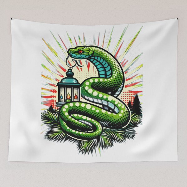 Item preview, christmas green snake with a lantern,christmas snake,christmas animals,christmas Vintage designed and sold by Expressions-Sel.
