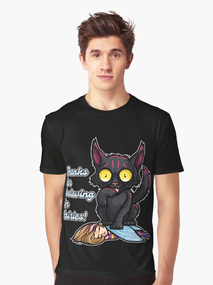 Thumbnail 1 of 5, Graphic T-Shirt, Nightwhisker: thanks for believing in fairies designed and sold by PoliCromix.