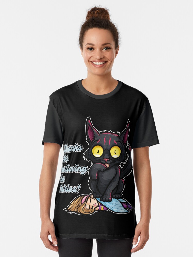 Thumbnail 2 of 5, Graphic T-Shirt, Nightwhisker: thanks for believing in fairies designed and sold by PoliCromix.