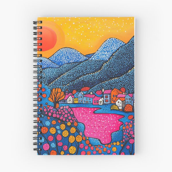 Item preview, Neon Mountain Village at Sunset designed and sold by Neika Shimm Designs.