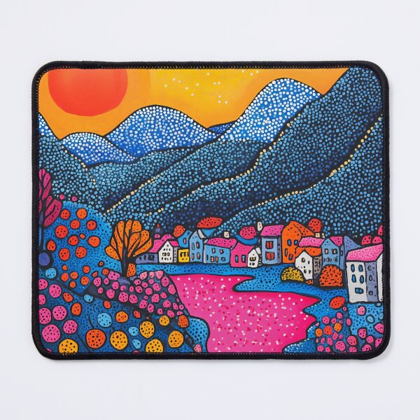 Item preview, Neon Mountain Village at Sunset designed and sold by Neika Shimm Designs.