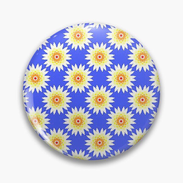 Item preview, Yellow sun burst flowers with orange centres on a blue purple background. designed and sold by claireseyeview.