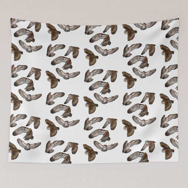 Item preview, Pattern of Barn owls tattoo style designed and sold by LeahcarsArt.