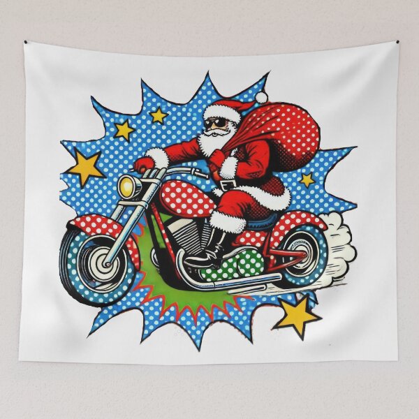 Item preview, Christmas Vintage pop art Santa Claus with motorbike,Santa Claus ,christmas Vintage designed and sold by Expressions-Sel.