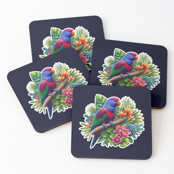 Item preview, Vibrant Eclectus Parrot with Tropical Foliage and Flowers Art Print designed and sold by Psycho-Crazy.