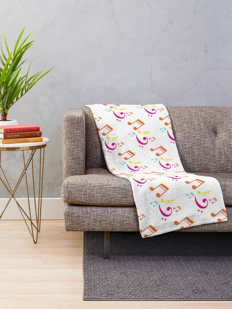 Thumbnail 2 of 6, Throw Blanket, Colorful Musical Note designed and sold by RubyCollection.