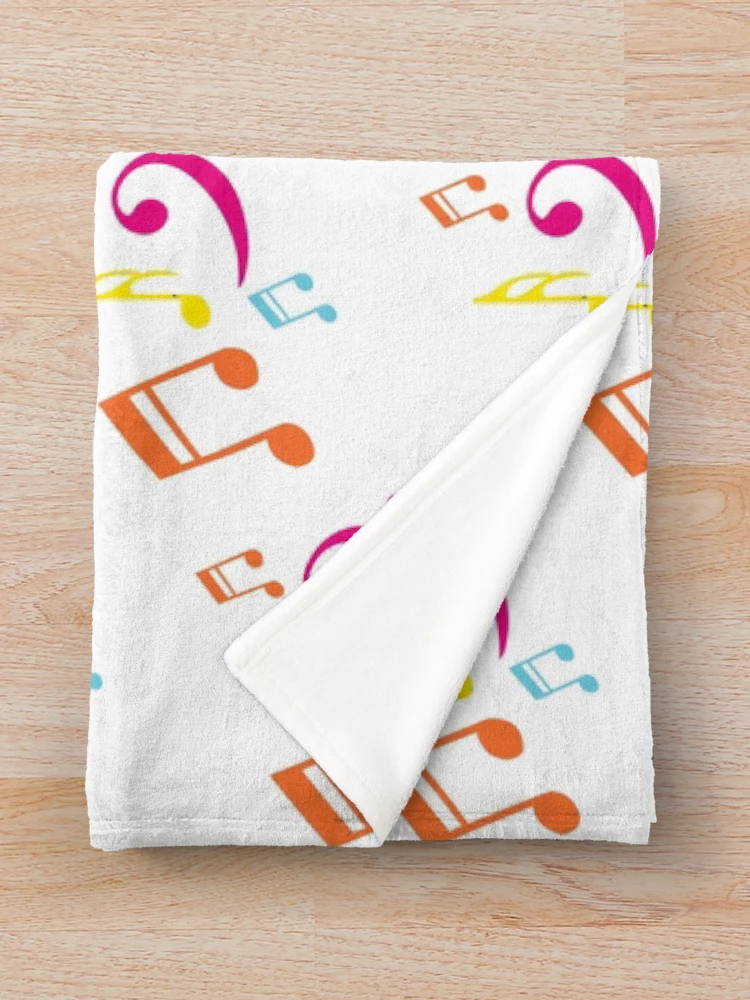 Thumbnail 3 of 6, Throw Blanket, Colorful Musical Note designed and sold by RubyCollection.