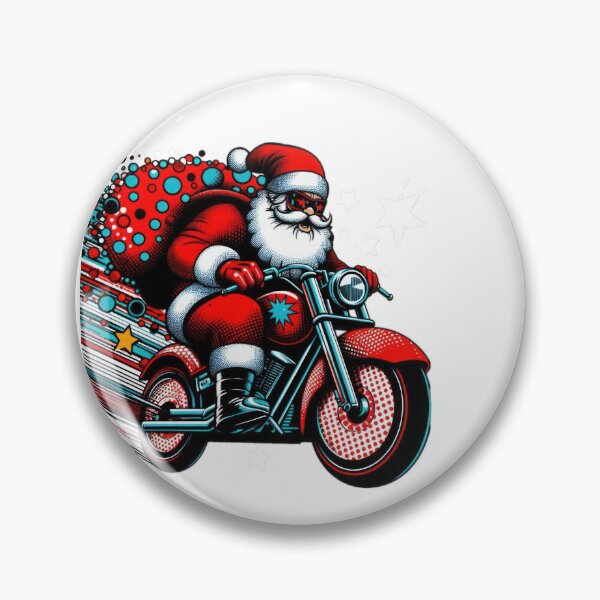 Item preview, Christmas Vintage pop art Santa Claus with motorbike and a sack on the back,Santa Claus ,christmas Vintage designed and sold by Expressions-Sel.
