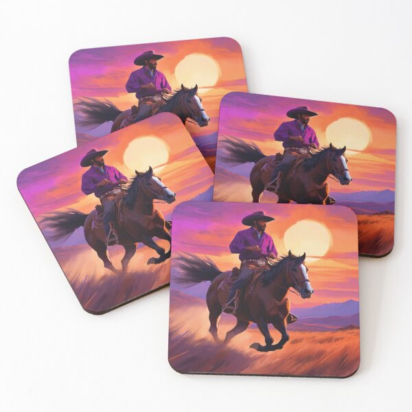 Item preview, Cowboy on a Horse Rides the Plains at Sunset designed and sold by Niko Pantele.
