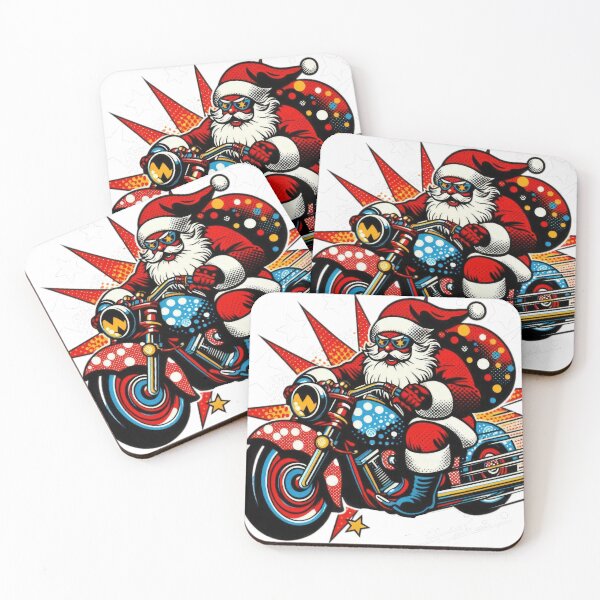 Item preview, Christmas Vintage pop art Red Santa Claus with motorbike,Santa Claus ,christmas Vintage designed and sold by Expressions-Sel.