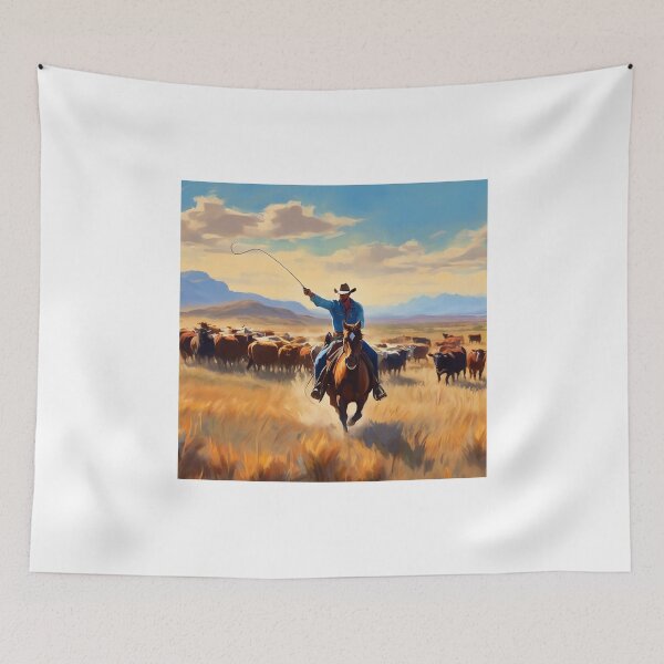 Item preview, Rancher on a Horse Rides the Plains  designed and sold by Niko Pantele.
