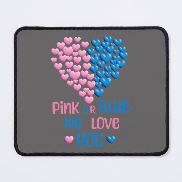Item preview, Pink or blue, Gender reveal, baby announcement, pink hearts, blue hearts, designed and sold by CammiesShop.