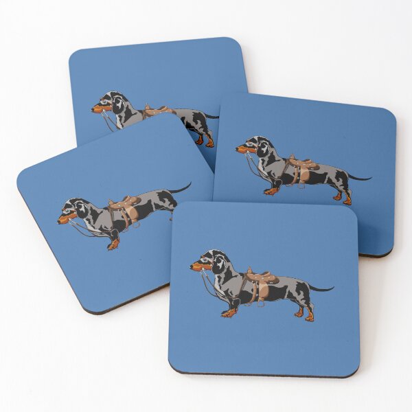 Item preview, Funny Dachshund Wearing Saddle - Cowboy Weiner Dog Art designed and sold by Phat Dog Designs .