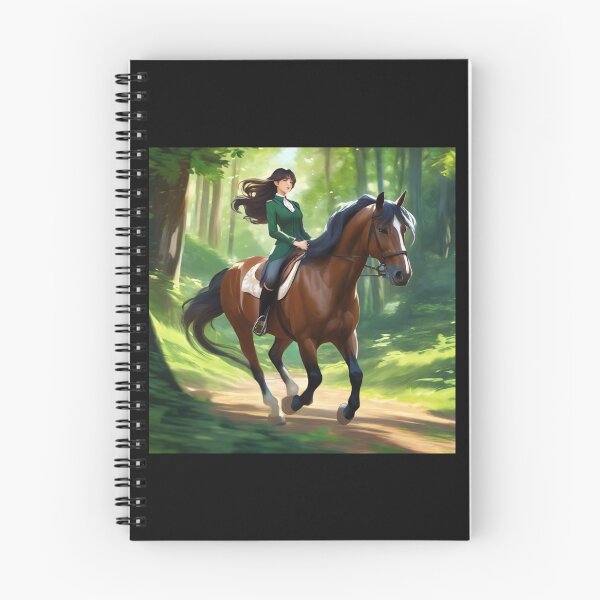 Item preview, Brunette Woman on a Horse Rides in the Forest designed and sold by Niko Pantele.