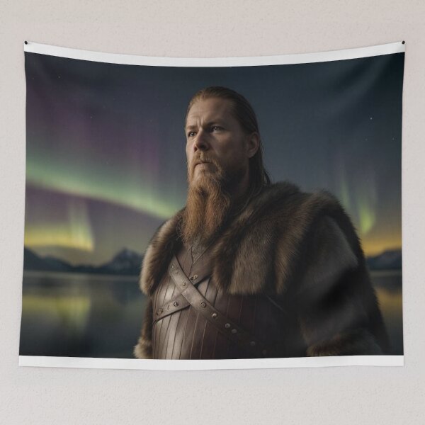 Item preview, Aurora Warrior – Viking Strength Beneath the Lights designed and sold by highplacidity.