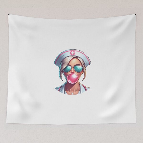 Item preview, Nurse blowing a bubble designed and sold by STTdezign.