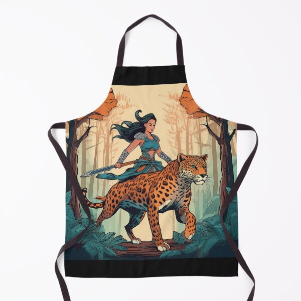 Item preview, Warrior Princess Rides a Leopard in the Forest designed and sold by Niko Pantele.