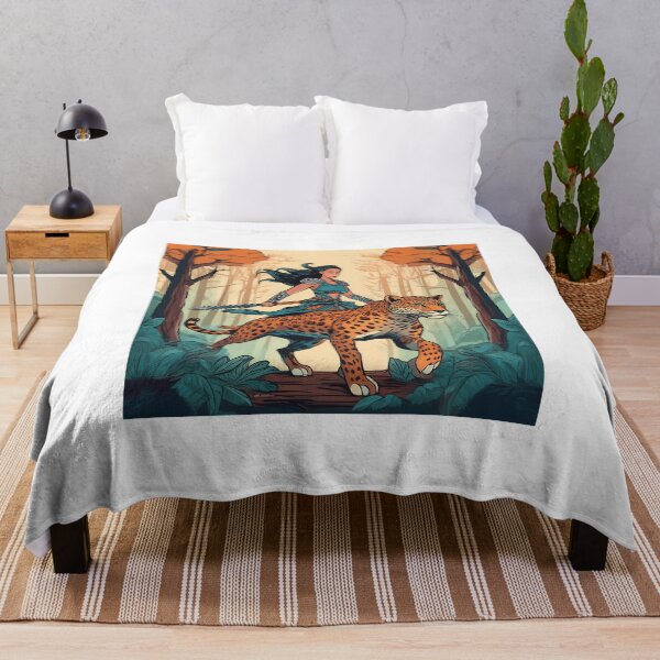 Item preview, Warrior Princess Rides a Leopard in the Forest designed and sold by Niko Pantele.