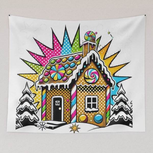 Item preview, Christmas Vintage pop art house with colorful candies,Christmas house,christmas Vintage designed and sold by Expressions-Sel.