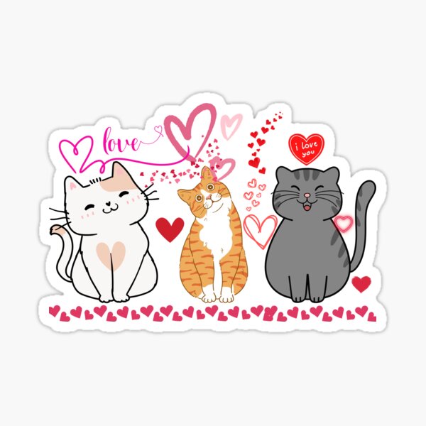 Item preview, Adorable Trio of Love Cats with Hearts designed and sold by Wonderful2024.