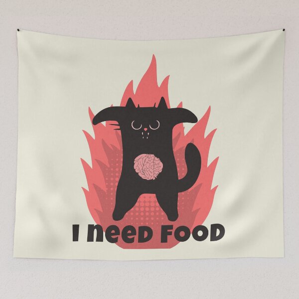 Item preview, I Need Food, Funny Black Cat, Hungry Kitty designed and sold by Mariana Piana.