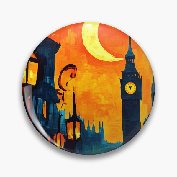 Item preview, Ramadan in London Featuring Crescent Moon and Big Ben Illuminated by Street Lamps designed and sold by OlfactoART Studio.