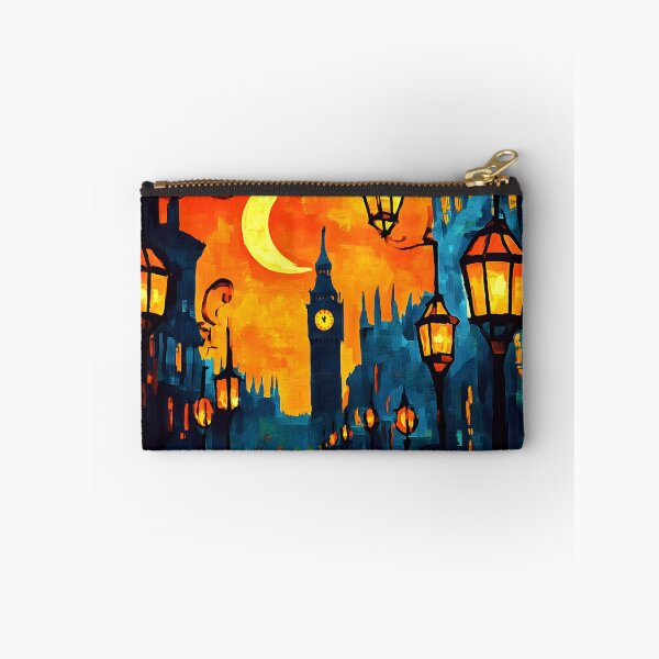 Item preview, Ramadan in London Featuring Crescent Moon and Big Ben Illuminated by Street Lamps designed and sold by OlfactoART Studio.