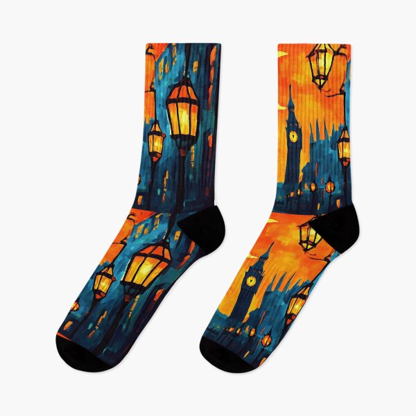 Item preview, Ramadan in London Featuring Crescent Moon and Big Ben Illuminated by Street Lamps designed and sold by OlfactoART Studio.