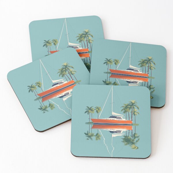 Item preview, SAILING PARADISE FREEDOM SAIL BOAT PALM TREES designed and sold by NikoDeeko.