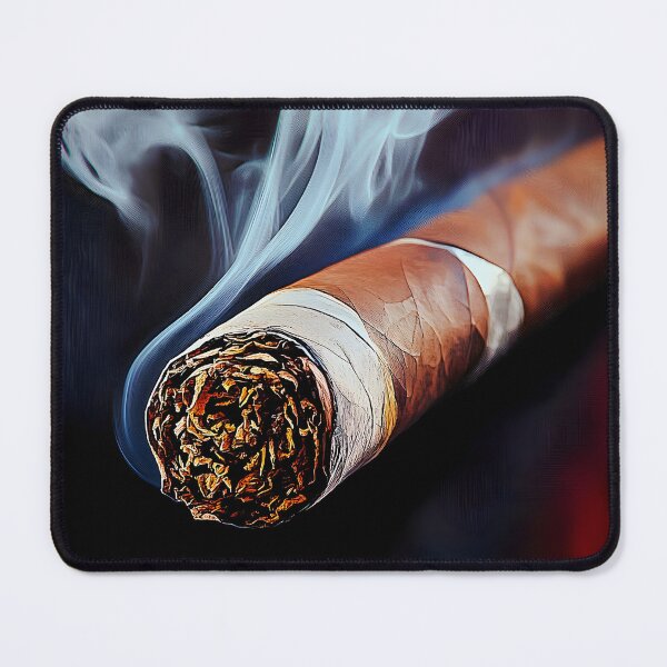 Item preview, Digital AI Art of a Cigar Emitting Delicate Smoke Against Dark Background, Highlighting Intricate Structure designed and sold by OlfactoART Studio.